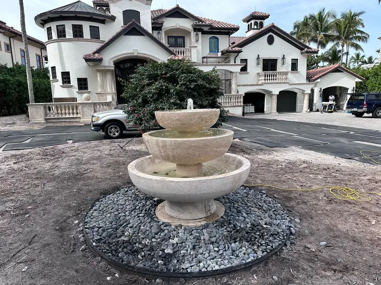 Contemporary Travertine Fountain in Port Royal